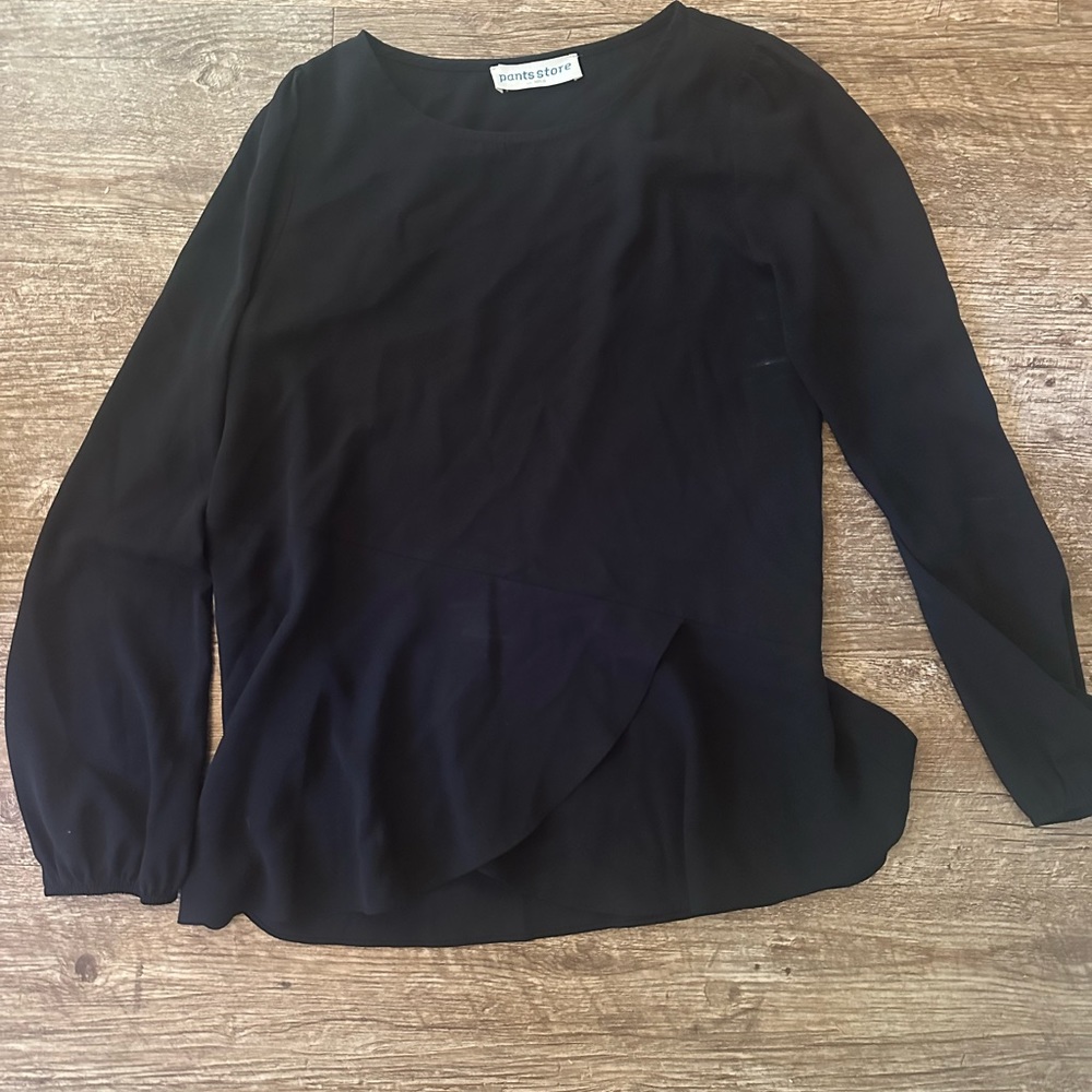 Boutique Long Sleeve Black Peplum Top